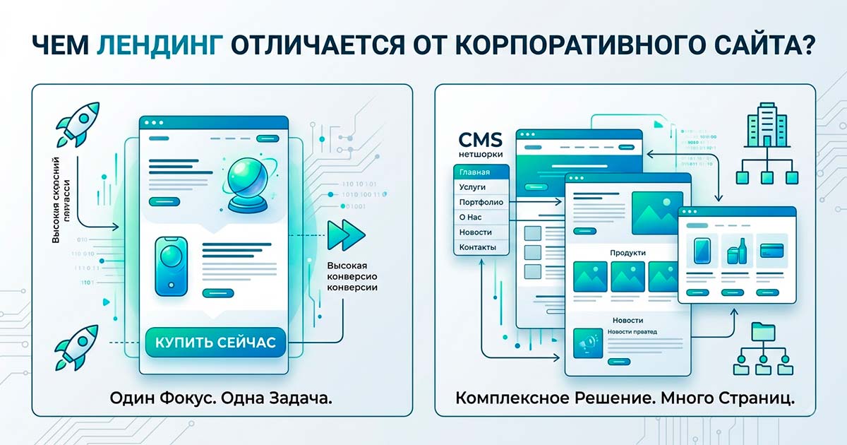 Чем лендинг отличается от корпоративного сайта?
