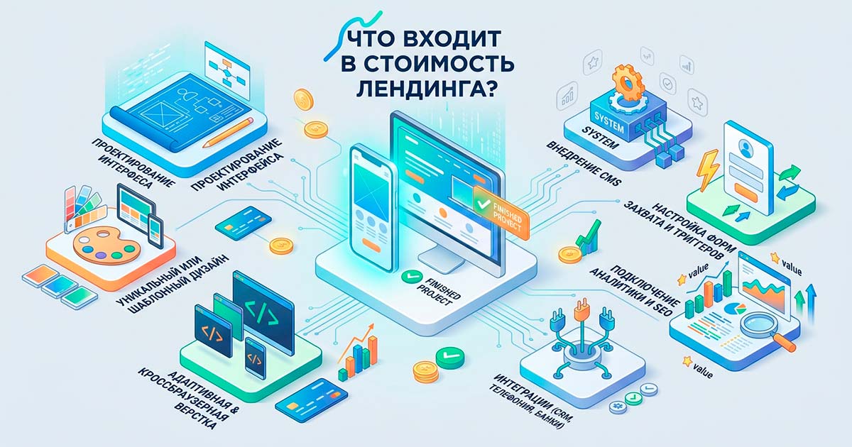 Что входит в стоимость лендинга на 1С-Битрикс?